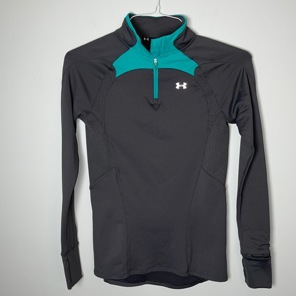 Under Armour Gray Blue Fitted Cold Gear Pullover S
